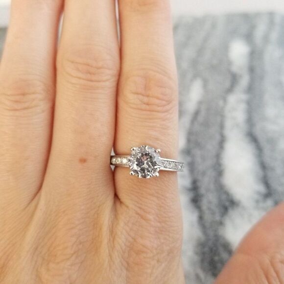 Vintage Silver Tone Rhinestone Ring, About Size 7, Solitare Band, Estate - Picture 2 of 7